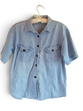 Miramax Light Wash Denim Jean shirt vintage 90s oversized chambray button down